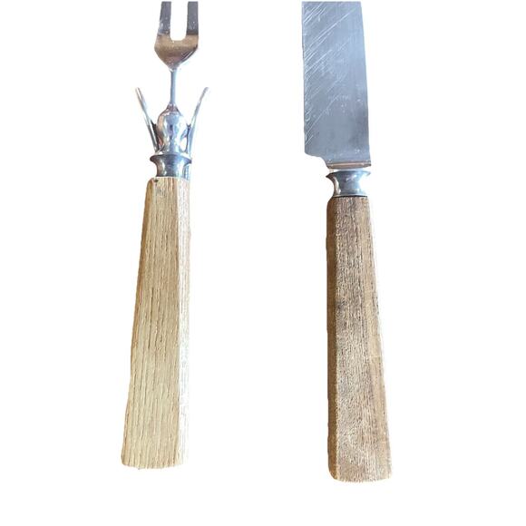 Vintage Jernbolaget Eskilstuna Sweden Carving Knife & Fork Wood‎ Handle Rostfrei - Picture 5 of 8